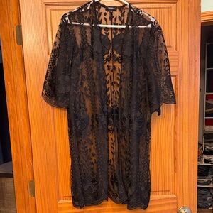 Torrid Black Sheer Lace Kimono